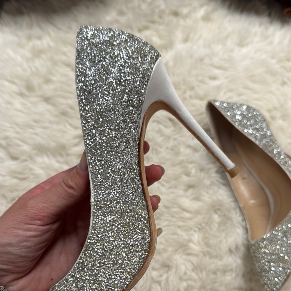 Vince Camuto Imagine Elegant Silver Glitter Women's Heels pumps size 8 - Picture 4 of 6